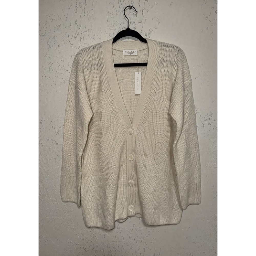 NEW Courtney Burke Santa Barbara 100% Cashmere Rib Cardigan XS Oversized Luxury